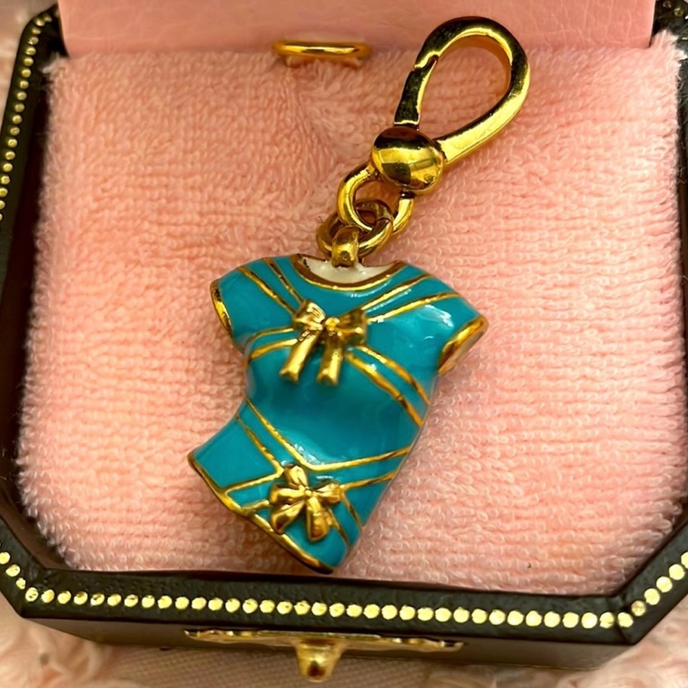 Retired Juicy Couture Choose Juicy Gold and Blue Shirt Charm